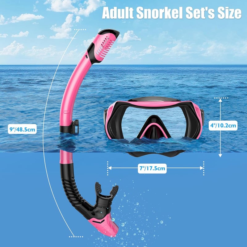 wutrye Snorkeling Gear for Adults, Dry-Top Snorkel Set Scuba Diving mask, Snorkel Mask, Panoramic Anti-Leak Anti-Fog Tempered Glass Lens, Swimming Training Snorkeling Packages - Image 4